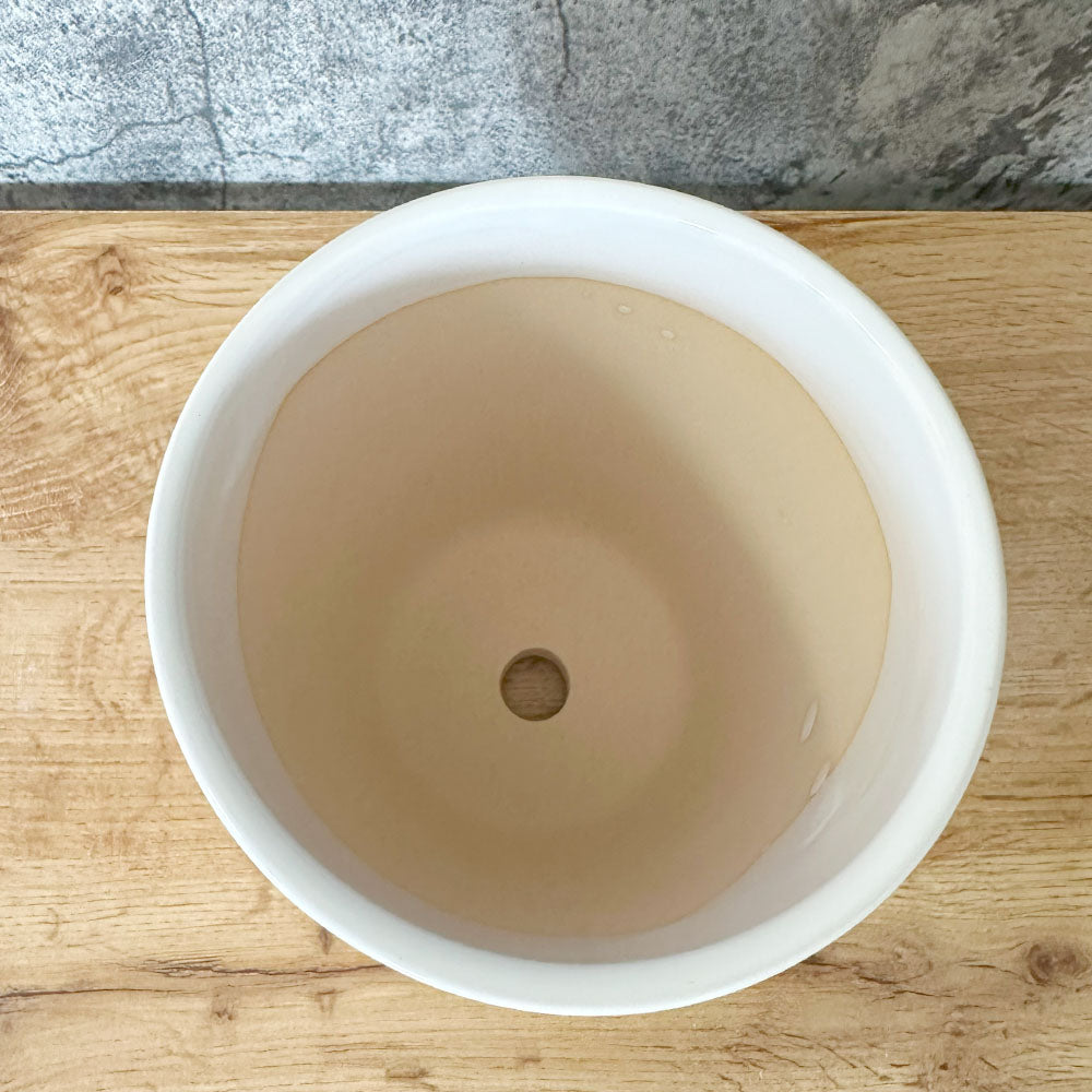 陶器鉢 選べるサイズ 4号 4.5号 白 エッグ型陶器鉢 鉢植え 植木鉢