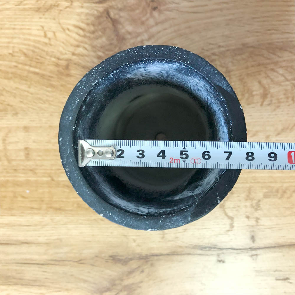 陶器鉢 3号 デザイン陶器 ソーサー付 ブラック 木目調