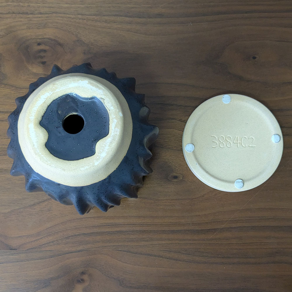 鉢 5号 おしゃれ 陶器鉢 ブラック 黒 ベージュ デザイン陶器 ソーサー付 プリーツ 送料別