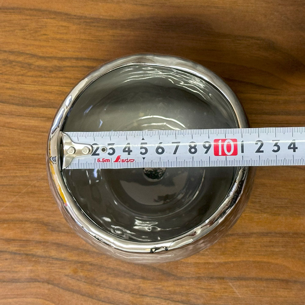 鉢 5号 おしゃれ 陶器鉢 メタリック シルバー デザイン陶器