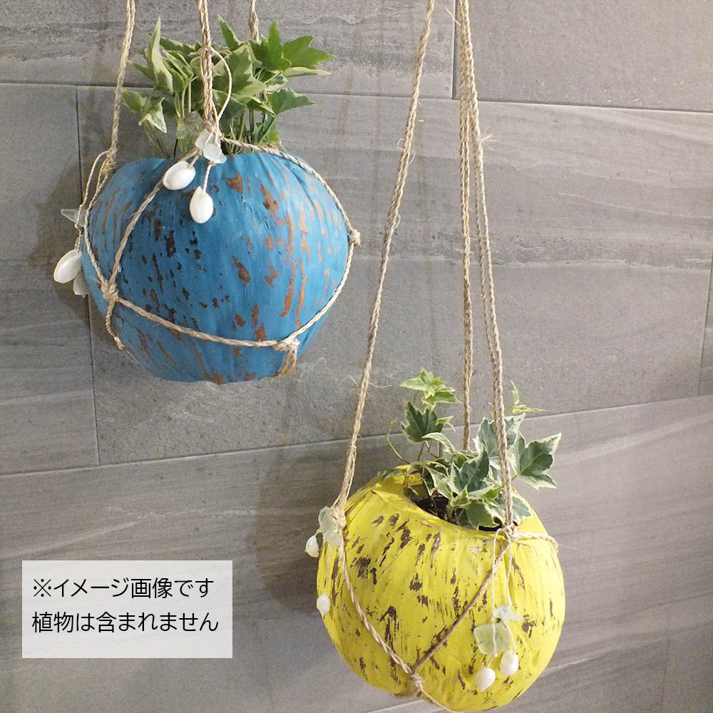 鉢カバー 鉢 ココプランター 吊り下げ ココの実プランター ピンク イエロー ホワイト ブルー