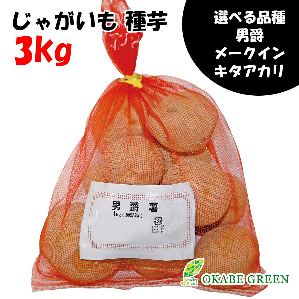 種芋 じゃがいも 3kg 春植え 選べる品種 男爵 メークイン キタアカリ M S サイズ