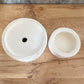 陶器鉢 4号 デザイン陶器 ソーサー付 ペイント ホワイト 送料無料 [ AD34-125/DB60]