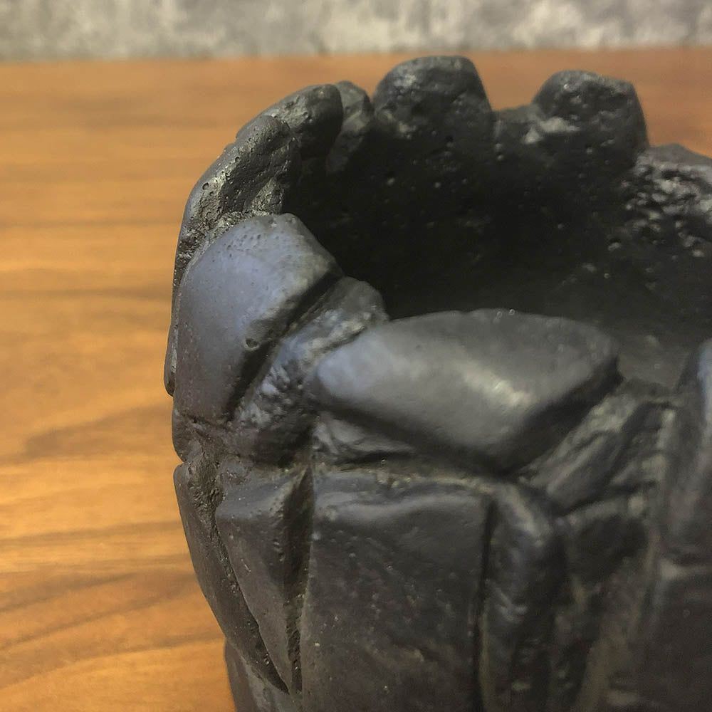 鉢 3.5号 おしゃれ 陶器鉢 マット ブラック デザイン陶器 ソーサー付 送料無料