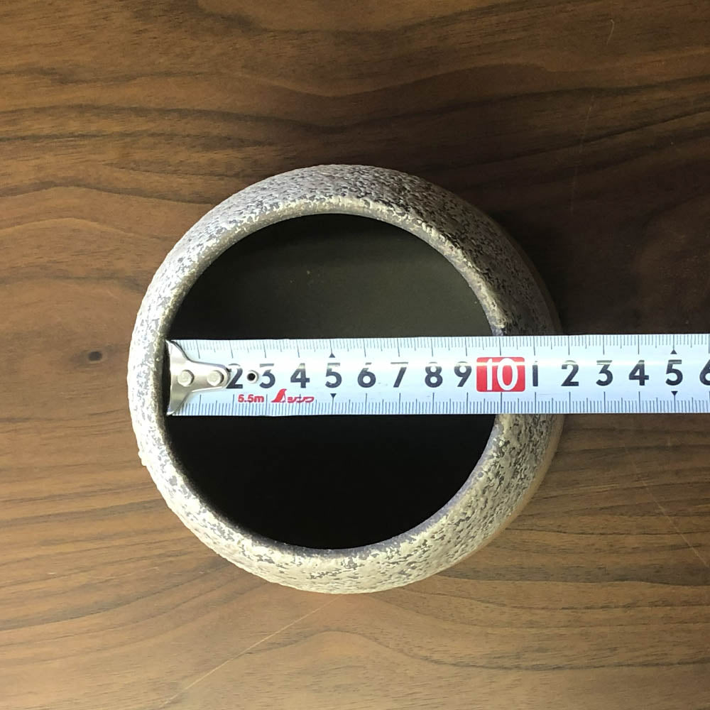 鉢 3.5号 おしゃれ 陶器鉢 ブラウン オレンジ デザイン陶器 ソーサー付 送料別