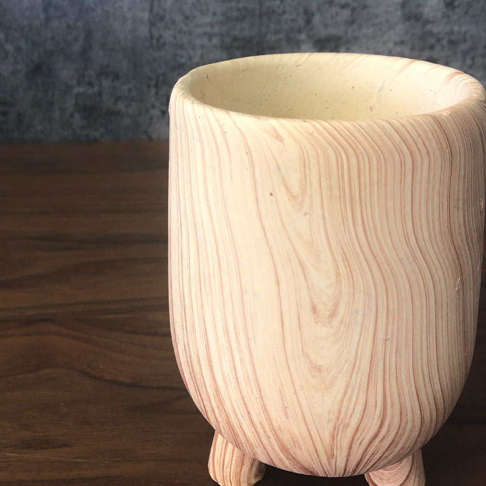 鉢 選べる形 4号 おしゃれ 陶器鉢 ウッド調 ベージュ デザイン陶器 送料無料