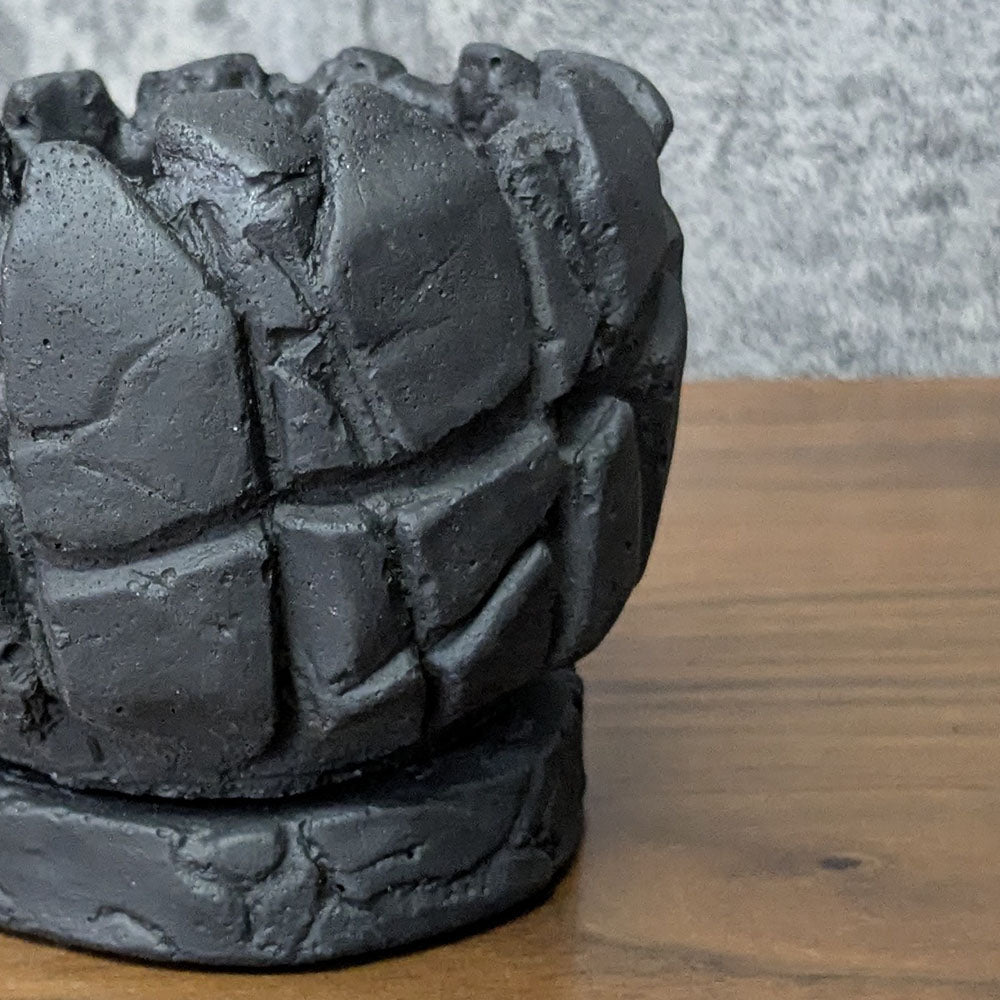 鉢 3.5号 おしゃれ 陶器鉢 マット ブラック デザイン陶器 ソーサー付 送料別