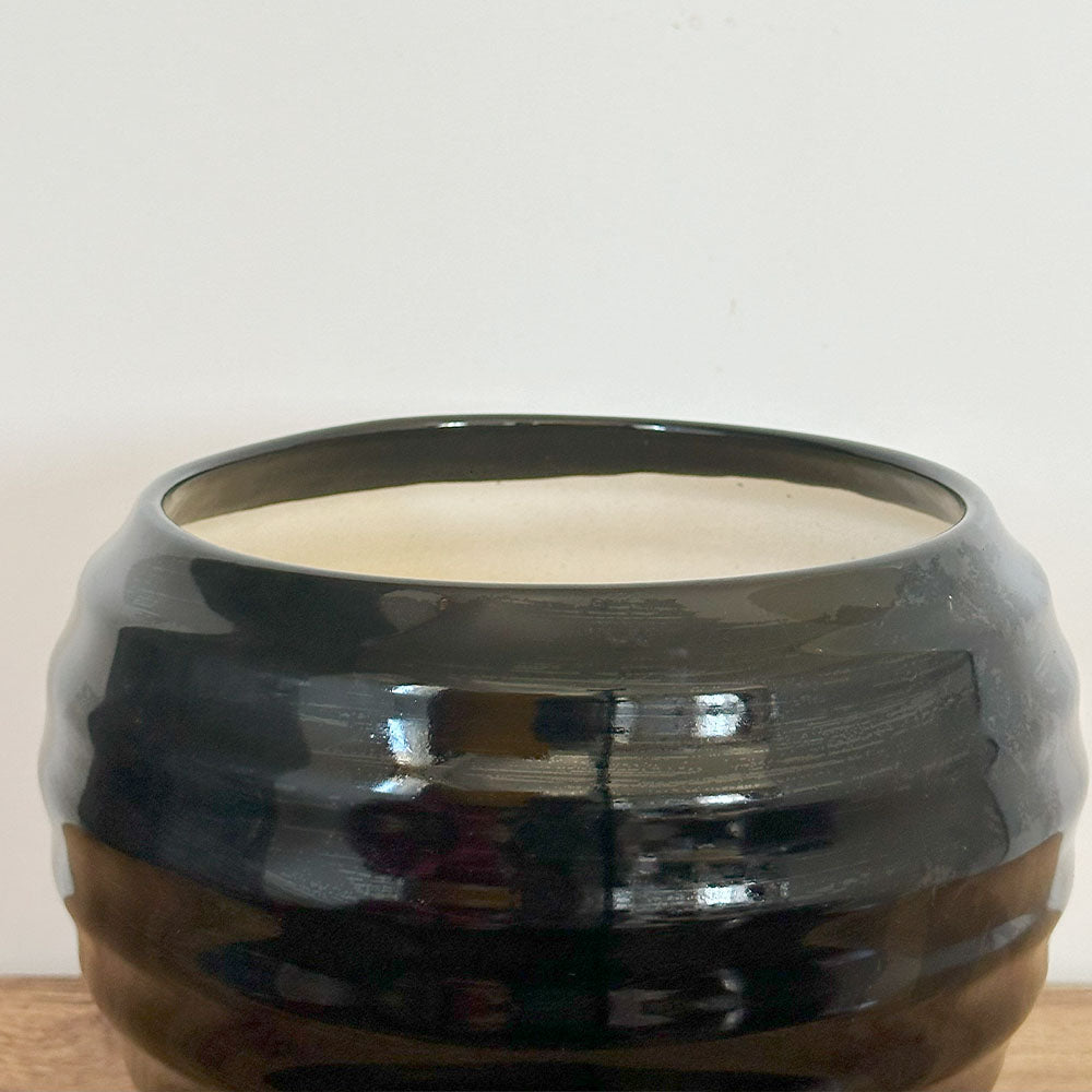鉢 陶器鉢 8号 丸陶器 ソーサー付 選べるカラー ホワイト ブラック